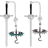 Fantasy Fourth Wing Dragon Sword Bookmarks - Fourth Wing Fans Page Markers Cool Bookmarks for Men Fantasy Dragon Gifts for Male Readers as Birthday Gifts (Dragon Bookmark Set 1)
