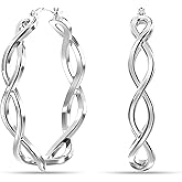 Charmsy 925 Sterling Silver Hoop Earrings for Women Hypoallergenic Lightweight CZ Twisted Hoop Earrings | Cubic Zirconia Hoop Earrings