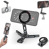 Magnetic Phone Tripod Stand,Foldable Cell Phone Holder for Magsafe with Arca-Swiss,1/4'' Screw Hole,Cold Shoe Mount,Pocket Mini Aluminum Selfie Stick Tripod Mount for iPhone/Android,Desk,Travel