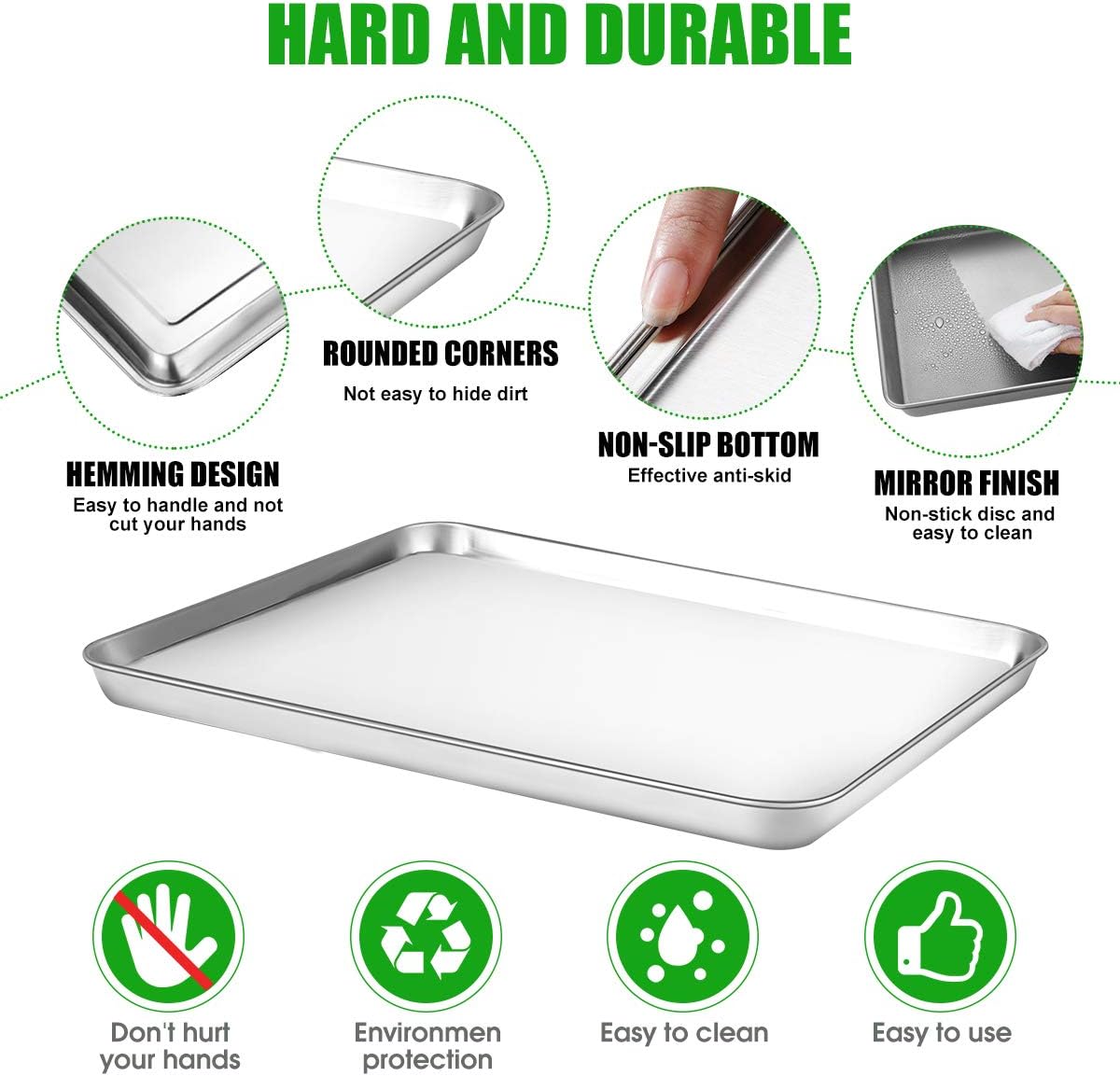 Baking Sheet with Cooling Rack Set [2 Sheets+2 Racks], Nonstick Cookie Pan(16" x 12" x 1" ), Stainless Steel Baking Pans, Non-Toxic, Heavy Duty, Easy Clean: Kitchen & Dining