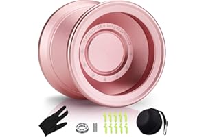 Hksod C2 Yoyo Professional Responsive Yo yo for Kids, Beginners and Adults, Dual Function yoyos, Metal Yoyo with Bag, Gloves, 10 Yo-Yo Strings and Responsive Bearings Kit - Pink