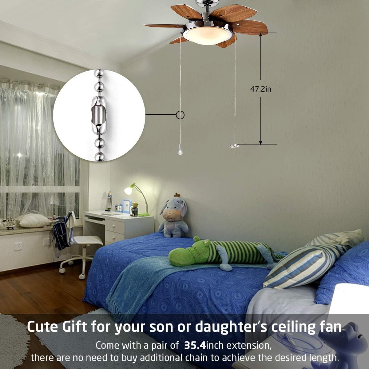 Fan Pull Chain with 35.4 inches Extension, Kinghouse 2 pcs 13.6 inches Copper Beaded Ball Fan Pull Chain Set including Beaded and Pull Loop Connectors, Christmas Holiday Gift Set: Kitchen & Dining