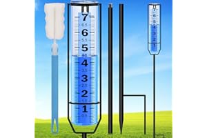 RYOEIKT Rain Gauge Upgraded, 7" Freeze Proof Thickened Rain Gauge Outdoor Best Rated, Large Clear Numbers and Adjustable Height Rain Measuring Tool for Garden, Yard, Lawn, Patio, and Farm Use