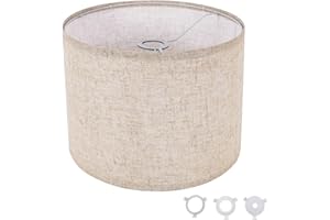 LEYINPEI Small Lamp Shade, Beige Drum Lampshade 8.7''Top X 8.7'' Bottom X 7.9'' High, Replacement Lamp Shade Natural Linen Hand Crafted for Table Lamps Floor Lamps Chandelier Lamp, Easy Assembly Required