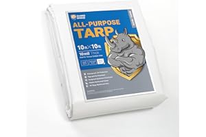GUARD SHIELD Heavy Duty Tarp 10x10 Feet White Multi Purpose Thick Waterproof Poly Tarp Cover 10mil