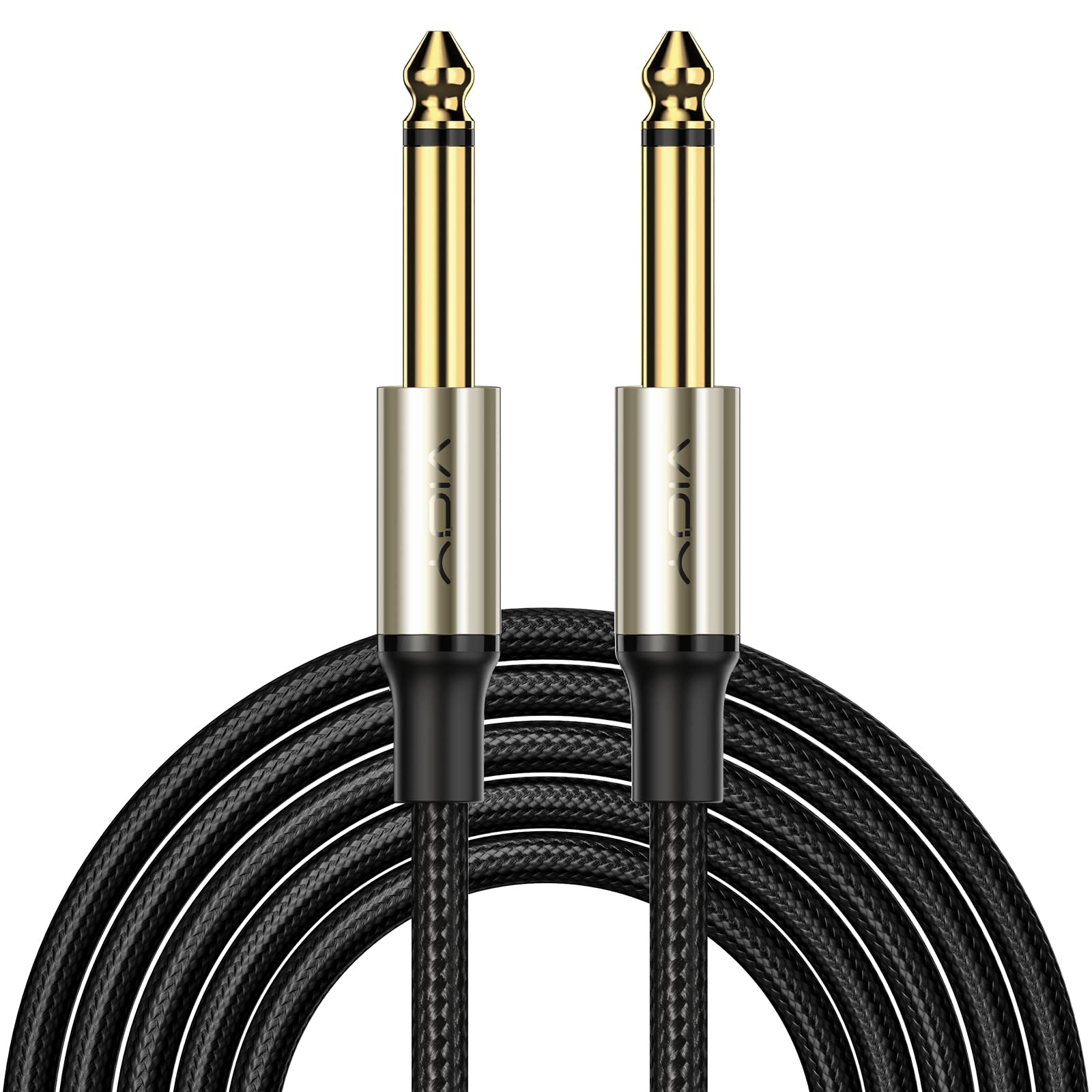 VIOY Guitar Cable 6.35mm TS Mono Jack to Jack Audio Cable Cotton Braided Instrument Cable with Gold-plated Brass Plug [6M]
