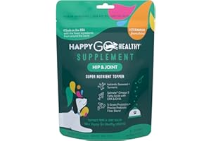 Happy Go Healthy Hip & Joint Supplements for Dogs | Probiotic & Prebiotic Benefits with Wild Salmon Omega 3s to Help Your Dog Reach New Heights | All Breeds and Sizes | 21 Count