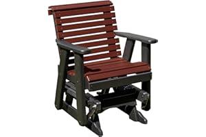 Ecommersify Inc Amish Craftsmanship Made in USA 2FT Heavy Duty Poly Lumber Wood Porch Patio Glider HDPE with No Wood fibers Lancaster Series Rollback Design 500 lbs Limit Cherry on Black