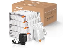 WEVAC [2024 NEW] 20 Pack Vacuum Storage Bag (4 Jumbo/4 Large/4 Medium/4 Small/4 Roll) | Electric Pump | Space Saver | Rapid Vacuum | Double Zip | Clip Stopper | Clothes, Blanket Compression and Travelling
