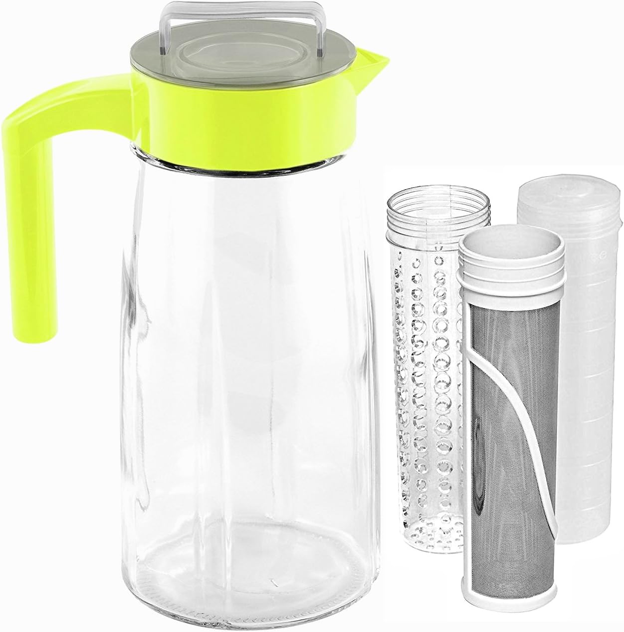 Glass Cold Brew Coffee Maker 1775ml With Ice And Fruit Infuser Inserts Included (Green)