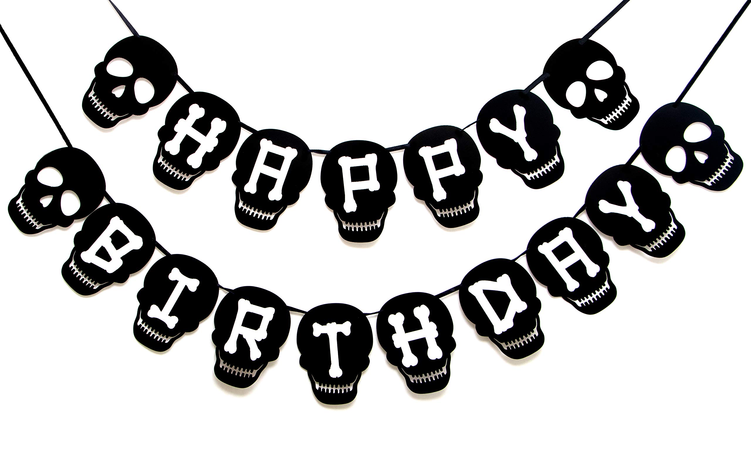 Seyal®Black Skul Happy Birthday Banner