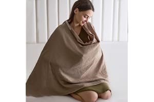 SUNSHE Nursing Cover for Breastfeeding, Multi-use Nursing Covers - 100% Cotton Privacy Breathable Nursing Cover - Soft Muslin Nursing Covers for Mother Nursing Apron (Brown)