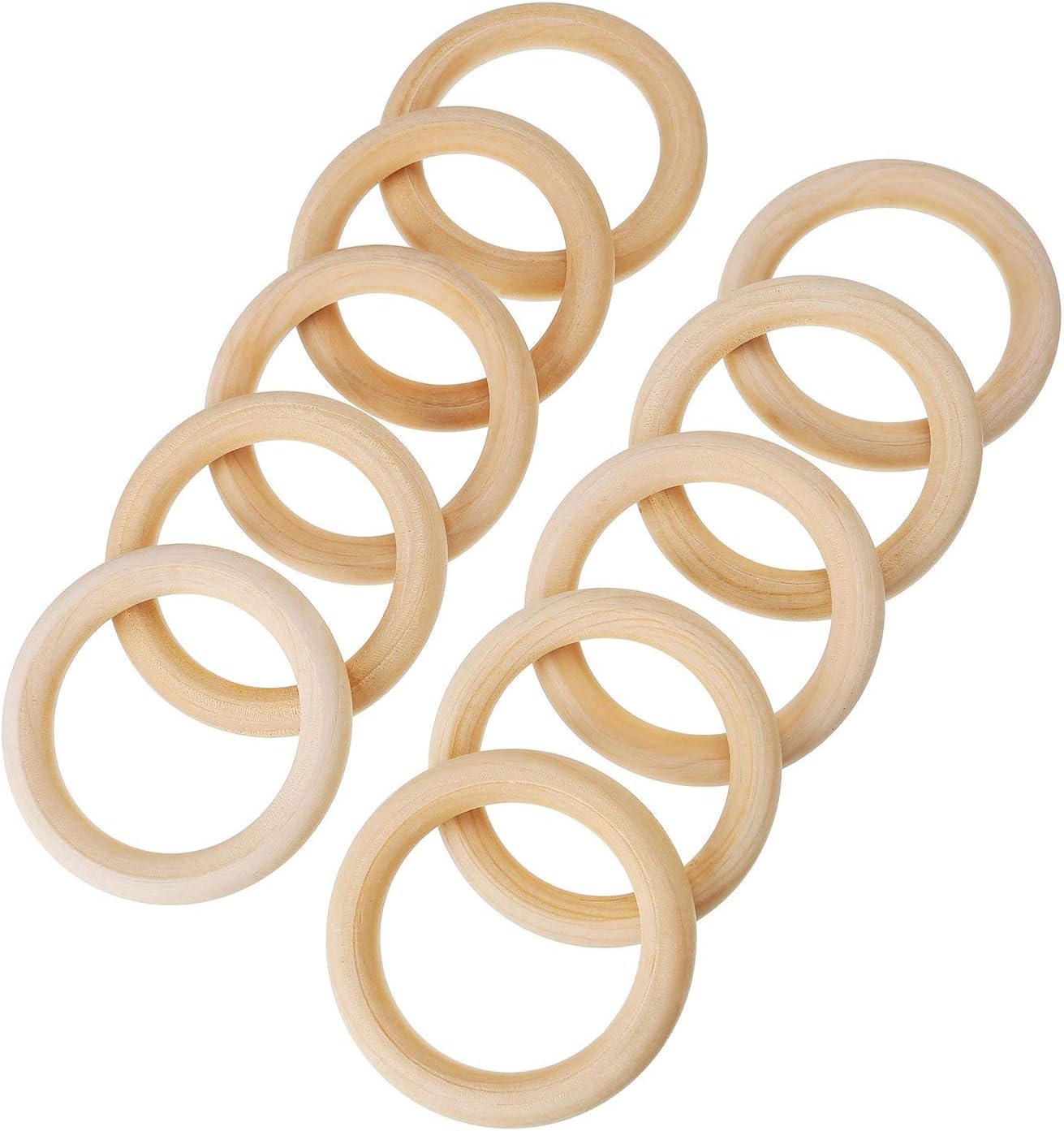 TsLinc 40 Pcs Natural Wood Rings - Image 4