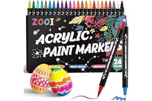 ZOOI Acrylic Paint Markers for Art School Supplies for Kids 9-12, 24 Colors Crayon Acrylique Markers for Adult Coloring, Teen
