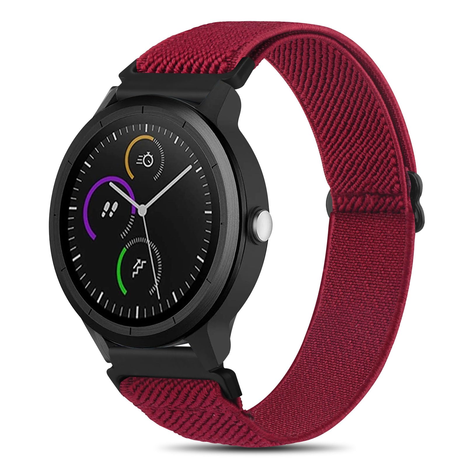 Straps for Garmin Vivoactive 3 Watch Strap/Garmin Venu Strap, 20mm Adjustable Braided Elastic Replacement Strap for Garmin Venu Sq, Vivoactive 3 Music, Forerunner 645/245 Music(Wine red) — image 1