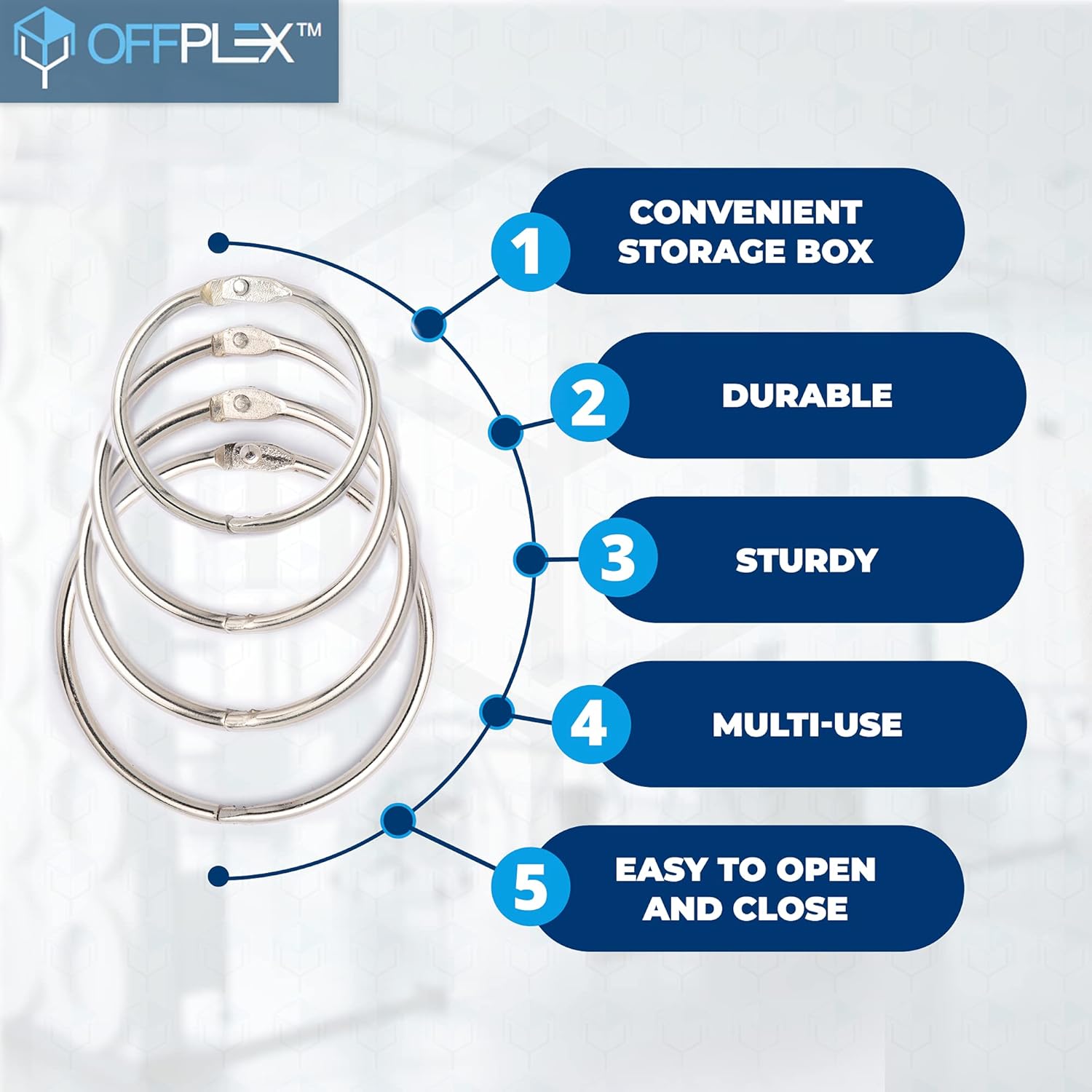 OFFPLEX (60 Pack) Loose Leaf Binder Rings Assorted Sizes (1, 1.25, 1.5, 2 Inch), Premium Nickel Plated Steel Book Rings for School and Office Use, Book Binder Rings in a Convenient Storage Box : Office Products