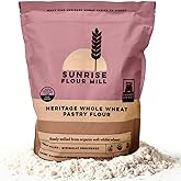 Sunrise Flour Mill USDA Organic Heritage Whole Wheat Pastry Flour - 5 lbs | Milled from White Sonora | Easier to Digest with Less Bloating | No Bleaching or Bromating | Zero Additives