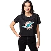 FOCO NFL Womens NFL Team Logo Ladies Fashion Big Logo Black Crop Top Shirt