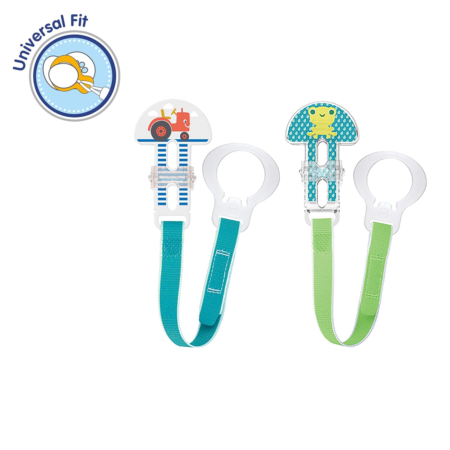 MAM I Love Mommy Pacifier Clips (2 Clips), Clips for Pacifiers With Fasteners and Flexible Rings, Pacifier Clips for Boys, Designs May Vary: Baby