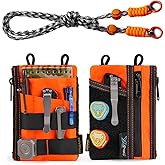 VIPERADE VE16R EDC Pocket Pouch with Strap, 5 EDC Pocket with 2 Zipper Pockets, Pocket Ogranizer for Men, Small EDC Sling Organizer Bag, Slim EDC Wallet Multitool Pocket Pouch (XPAC-Hot Orange)