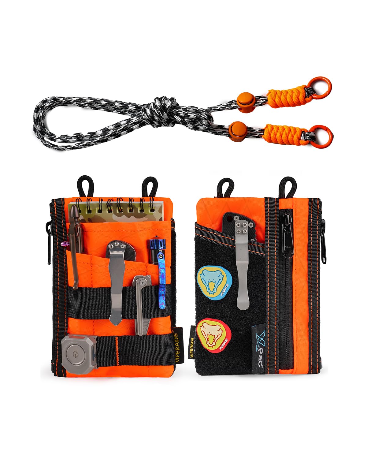 VIPERADE VE16R EDC Pocket Pouch with Strap, 5 Pockets with 2 Zipper Pockets, Pocket Organizer for Men, Small Sling Organizer Bag, Slim EDC Wallet Multitool Pouch