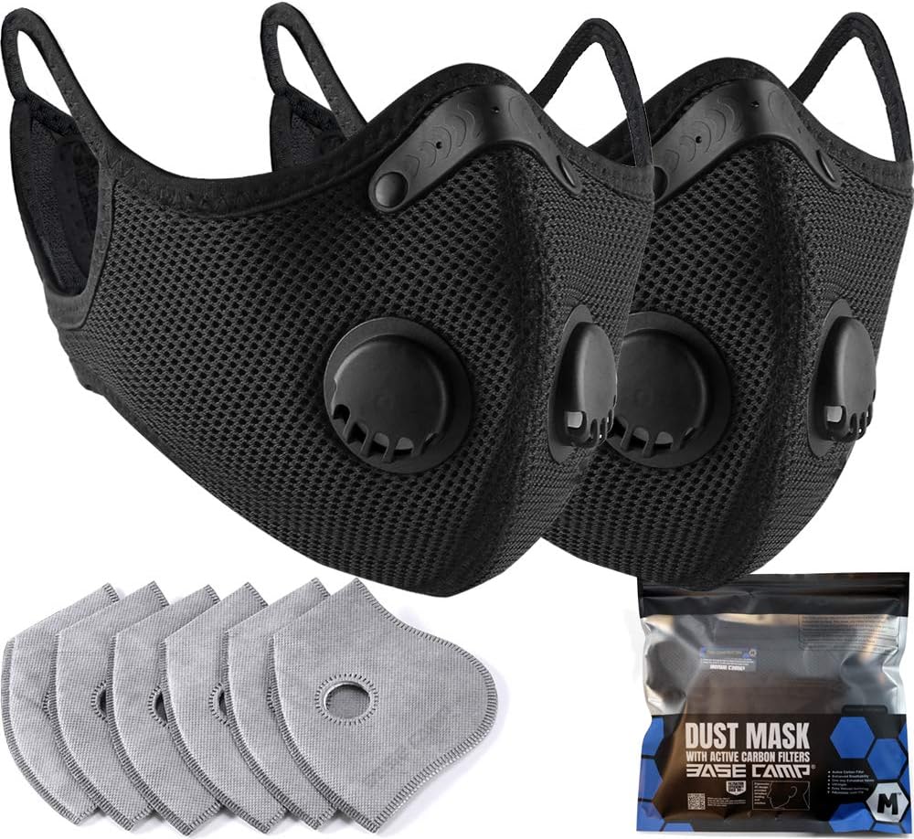 BASE CAMP M Plus Face Cover with 6 Extra Active Carbon Filters