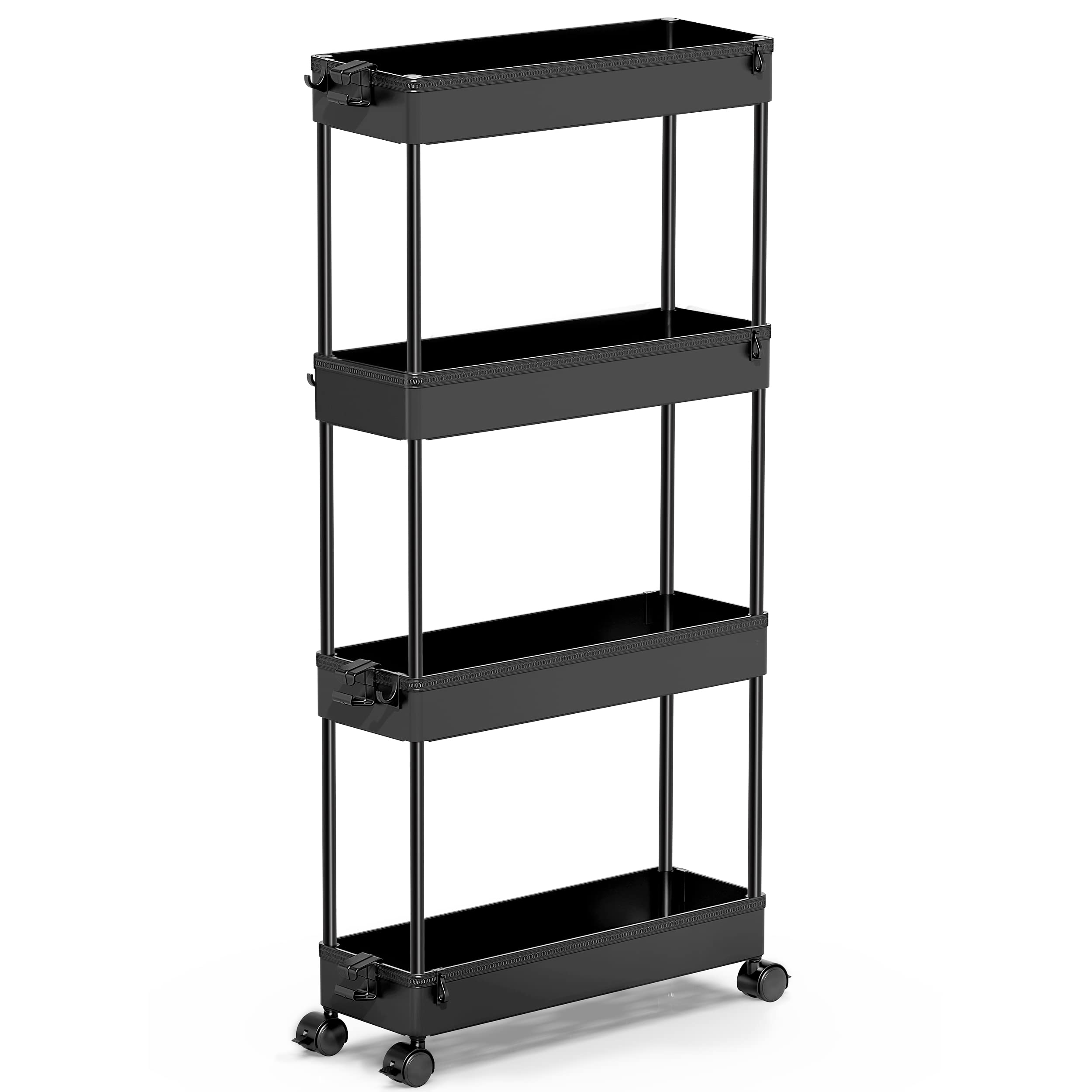 Photo 1 of **INCOMPLETE** SPACEKEEPER Slim Rolling Storage Cart 4 Tier Bathroom Organizer Cart Mobile Shelving Unit Slide Out Utility Cart for Kitchen, Bthroom, Makeup, Craft, Laundry Narrow Places, Black