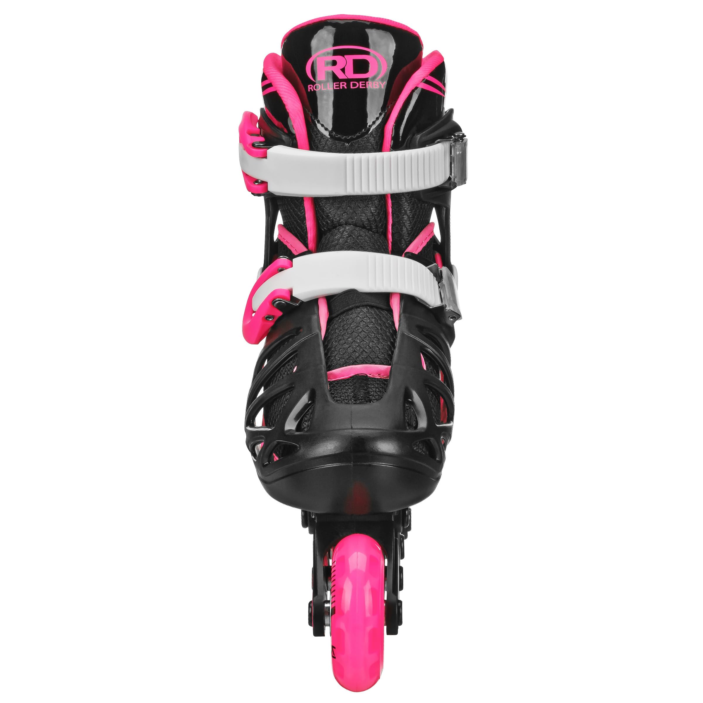 Roller Derby Tracer Adjustable Inline Skates for Boys, Girls, Kids, Beginners, Youth Black/Pink Size Medium (2-5)
