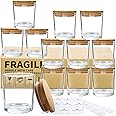 CONNOO 12Pack 10 OZ Clear Glass Candle Jars with Bamboo Lids for Making Candles, Large Size Empty Candle Tins with Wooden Lid
