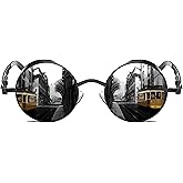 ROCKNIGHT Gothic Steampunk Round Polarized UV400 Protection Sunglasses Unisex Street Outdoor 48mm