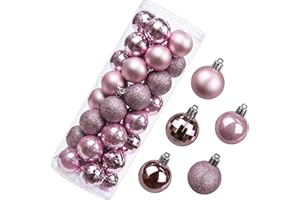 OAIRSE 1.57" Christmas Ball Ornaments Shatterproof Pink Christmas Ornaments Set 40 Pcs Pink Ornaments for Christmas Tree Halloween Holiday Wedding Party Decoration
