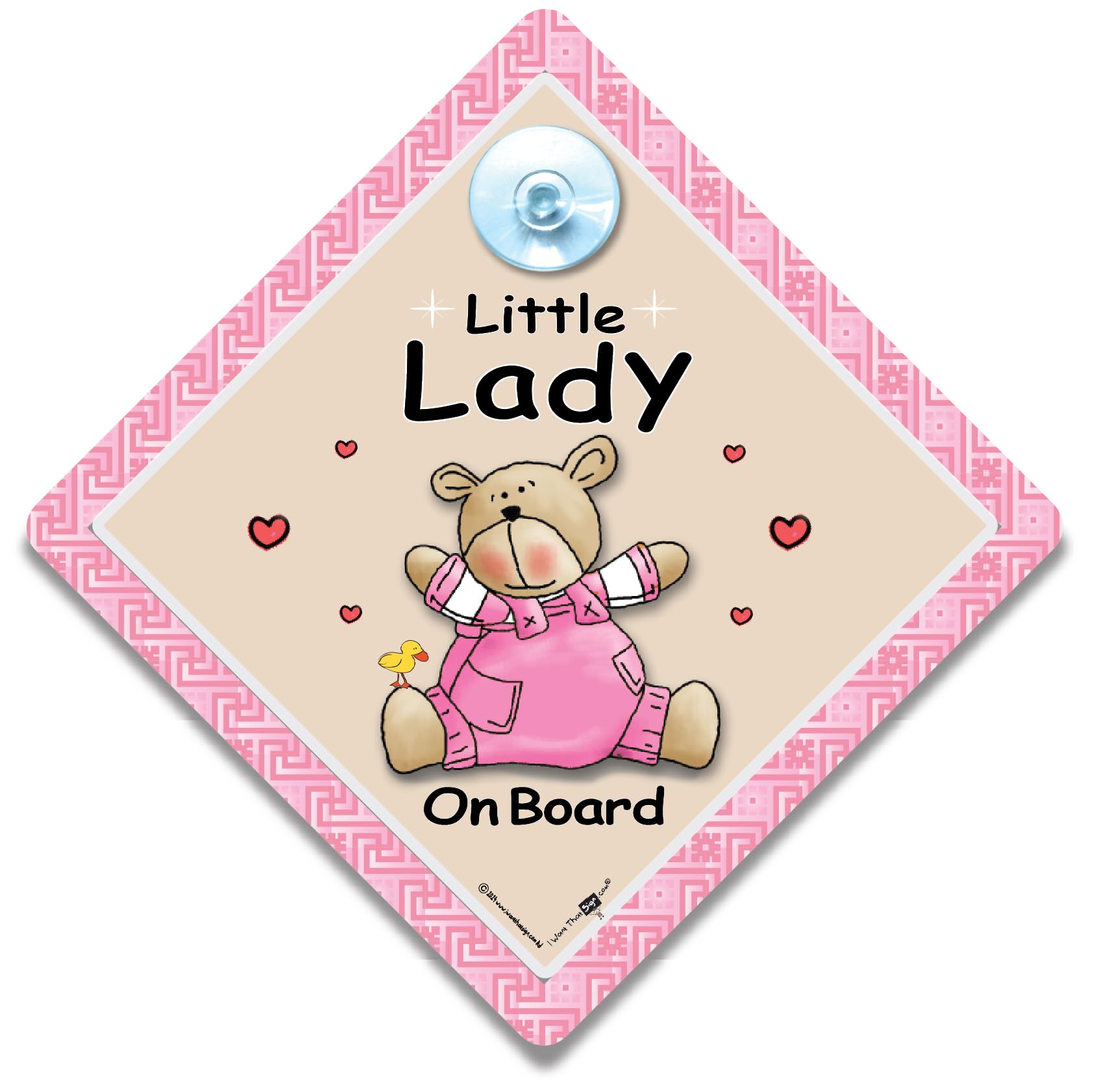 Little Lady On Board Sign Pink Bear, Baby On Board Sign