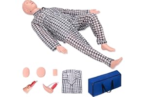 DSFGFRR Medical Mannequin for Training, Male-Female Nursing Training Mannequin Highly Simulated Patient Care Medical Manikin with 3 Muscle Module & Patient Gown & Urinary for Teaching Pratice