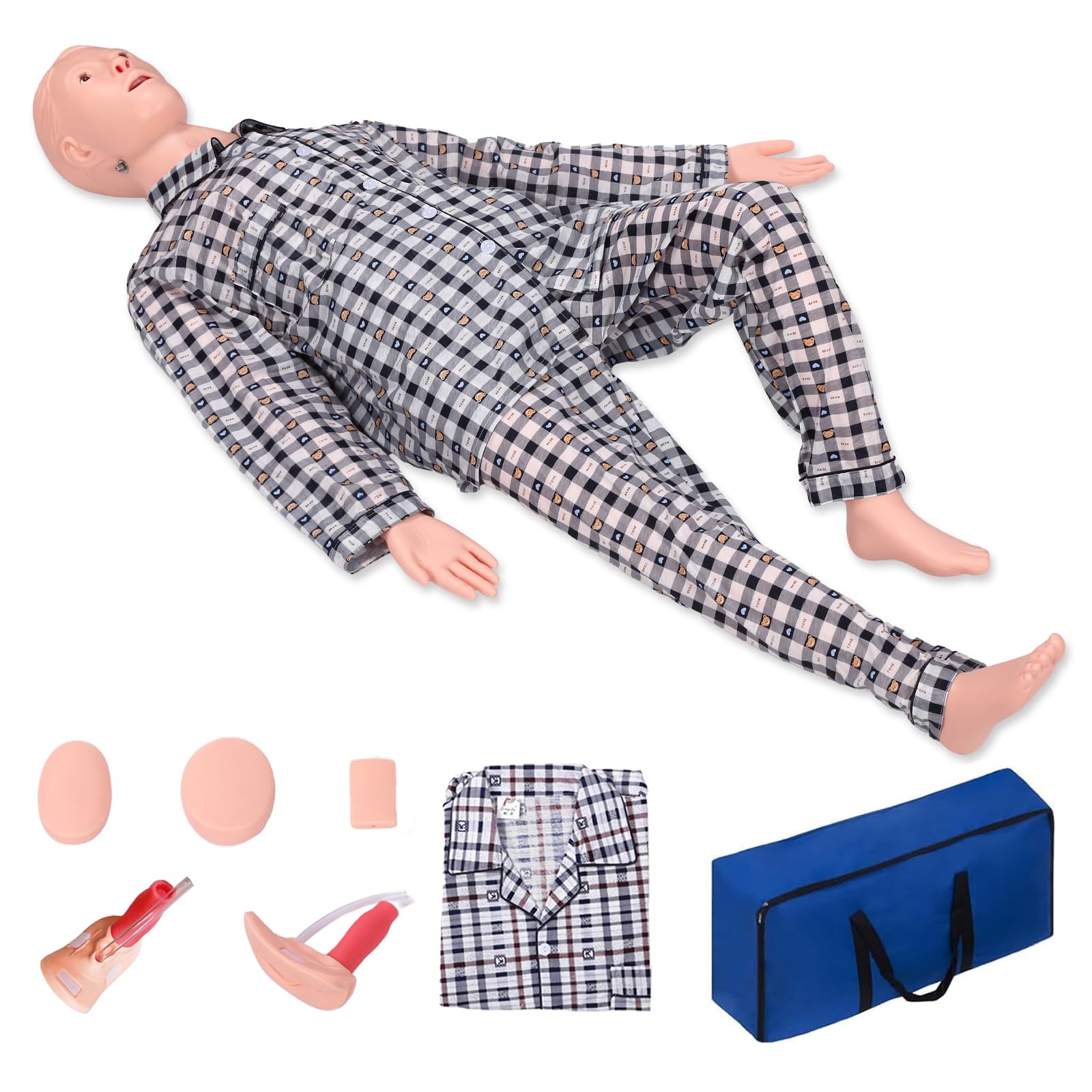 Photo 1 of Medical Mannequin for Training, Male-Female Nursing Training Mannequin Highly Simulated Patient Care Medical Manikin with 3 Muscle Module & Patient Gown & Urinary for Teaching Pratice