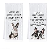 Cilrii Boston Terrier Dog Kitchen Towels, Boston Terrier Gifts for Women Men Decor Dish Tea Towels, Dog Lover Mom Dad Gifts Decorative Hand Towel for Kitchen, 16x24 Inch Set of 2