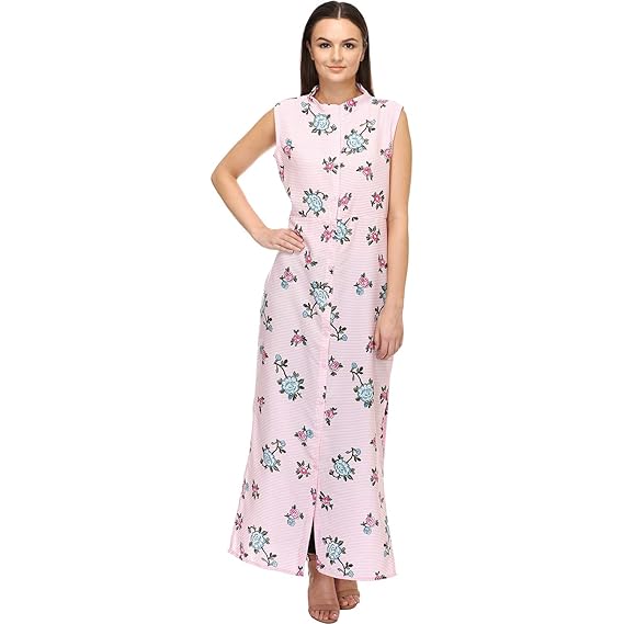 Floral Striped Pink Long Shirt Kurta