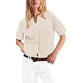 Nirovien Womens Casual Short Sleeve Cardigan Lightweight Button Down Knitted Sweater Crew Neck Cropped Tops