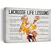 Lacrosse Canvas Wall Art for Home Decor, Lacrosse Life Lessons Motivational Posters Canvas Print Painting Ready to Hang Gifts - Easel & Hanging Hook 12x15 Inch