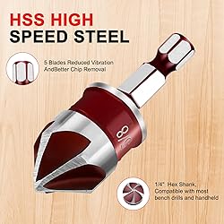 5Pcs Premium Countersink Drill Bit Set, 82 Degree 5