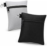 KISLJY Golf Tee Pouch | Pack of 2 Golf Tee Bag | 5.24 X 6.42 Inch Zipper Golf Accessory Bag with Clip | Golf Bag Accessories for Men Women Golf Gift