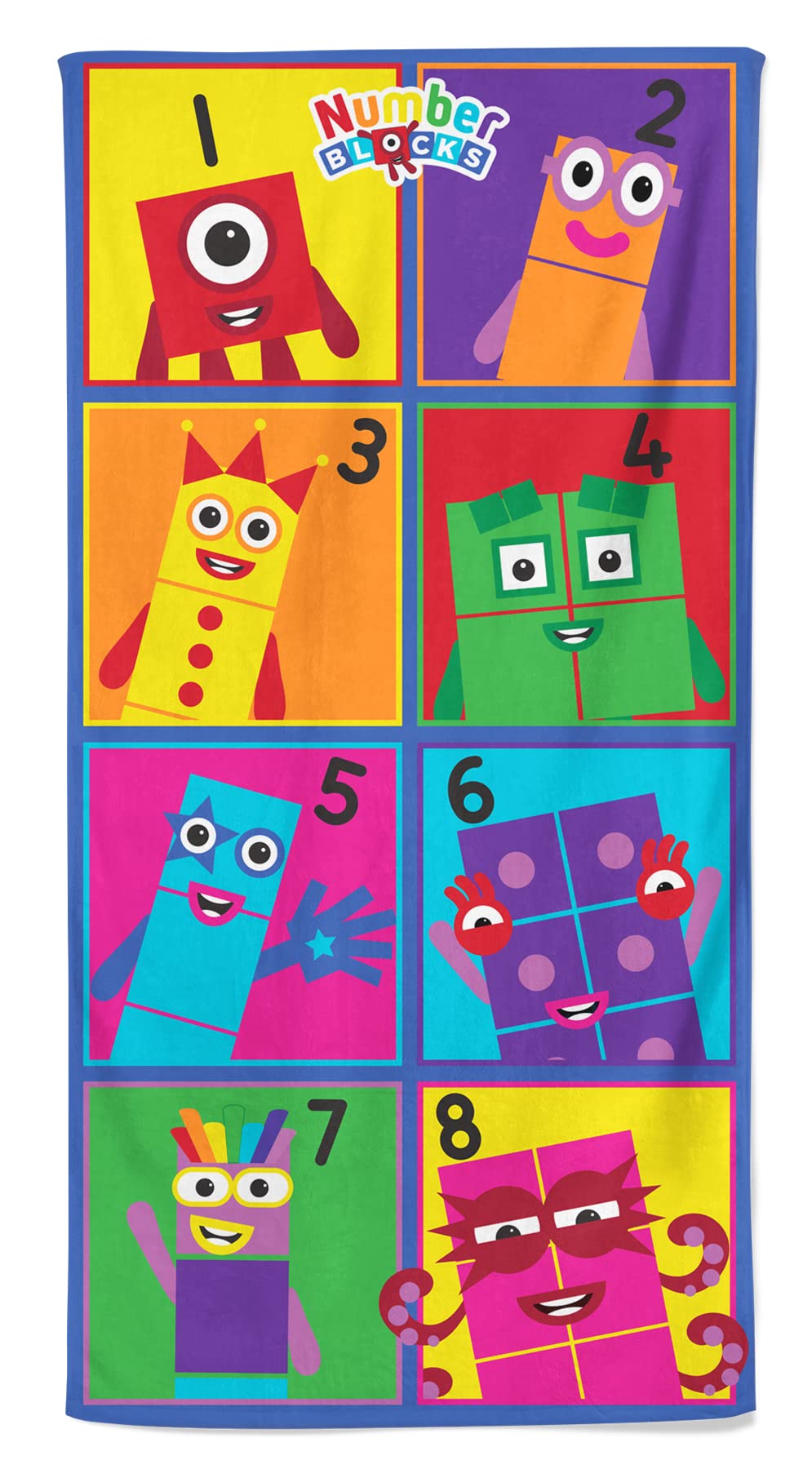 Official Numberblocks Beach Towel - Meet the Numberblocks Design - 70 x 140cm - 100% Cotton, SIngle Beach Towel