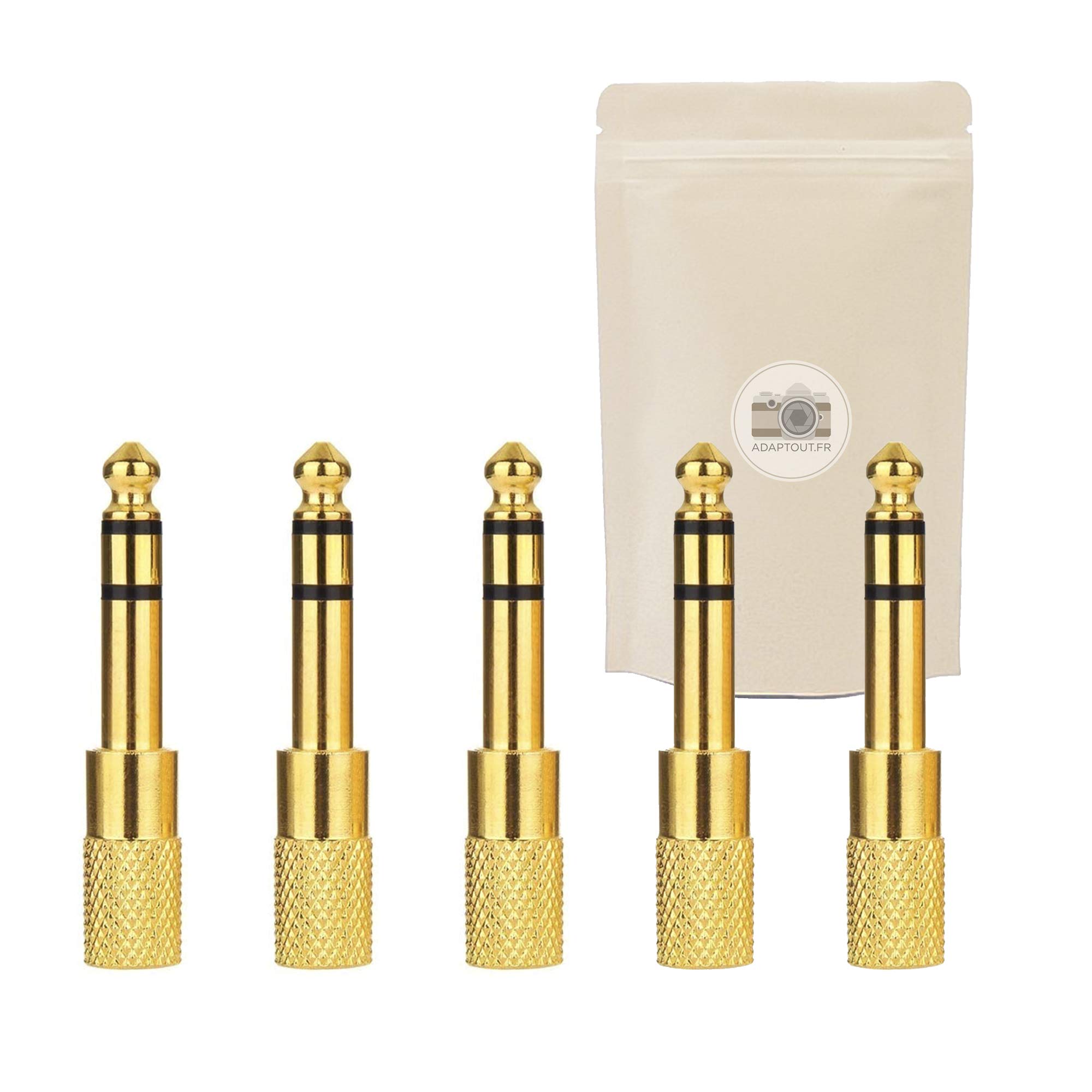 5x 6.35mm Jack Male to 3.5mm Jack Female Adapter Audio Connector