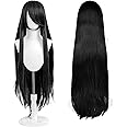 UTIEHD 100cm / 40 Inch Long Wig, Universal Anime Costume Cosplay Wig, Perfect for Party, Daily-Use, Festivals, and Halloween, Great for TV, Film, Anime Game Character Cosplay (Solid Black)