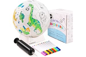 ZOOJOY Color Your Own Soccer Ball with Markers, Soccer Gifts for Girls Boys, Size 3 Dinosaur Paint Personalized Arts and Crafts Kit for Kids, Ball Game Birthday Gift Toys for Toddlers 3-10