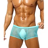PAIZH Mens Sexy See Through Boxer Briefs Ice Silk Trunks Underwear Ultra Thin Soft Sheer Bulge Pouch Boxer Shorts