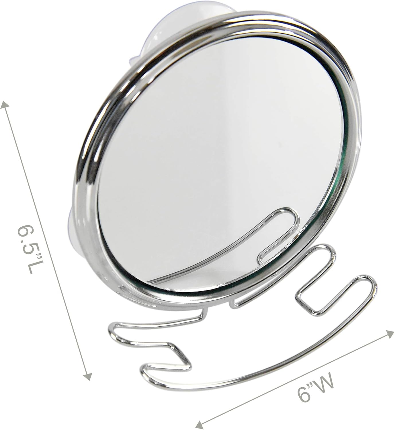 HOME-X Small Fogless Suction-Cup Mirror, Shower Mirror, Shaving Mirror with Razor Holder for Shower, 6 ½ " L x 6" W x 2 ½ " H, Chrome -