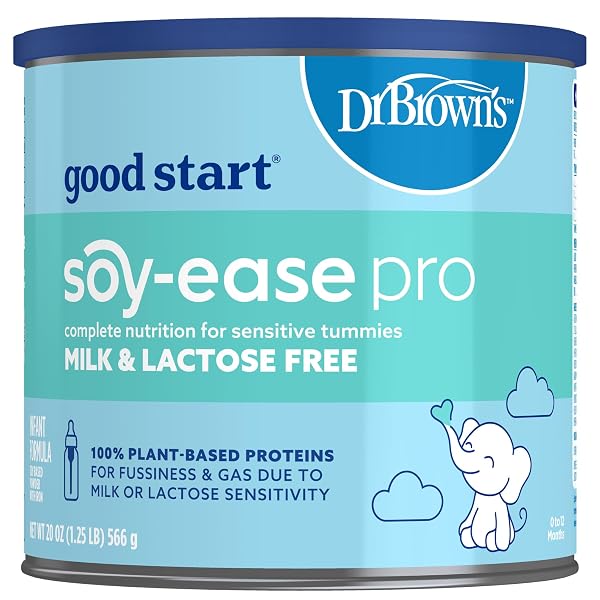 GOOD START | DR. BROWN’S SOY-EASE PRO BABY FORMULA POWDER, FOR SENSITIVE TUMMIES, DAIRY FREE AND LACTOSE FREE FOR FUSSINESS AND GAS, NON-GMO, 20 OZ
