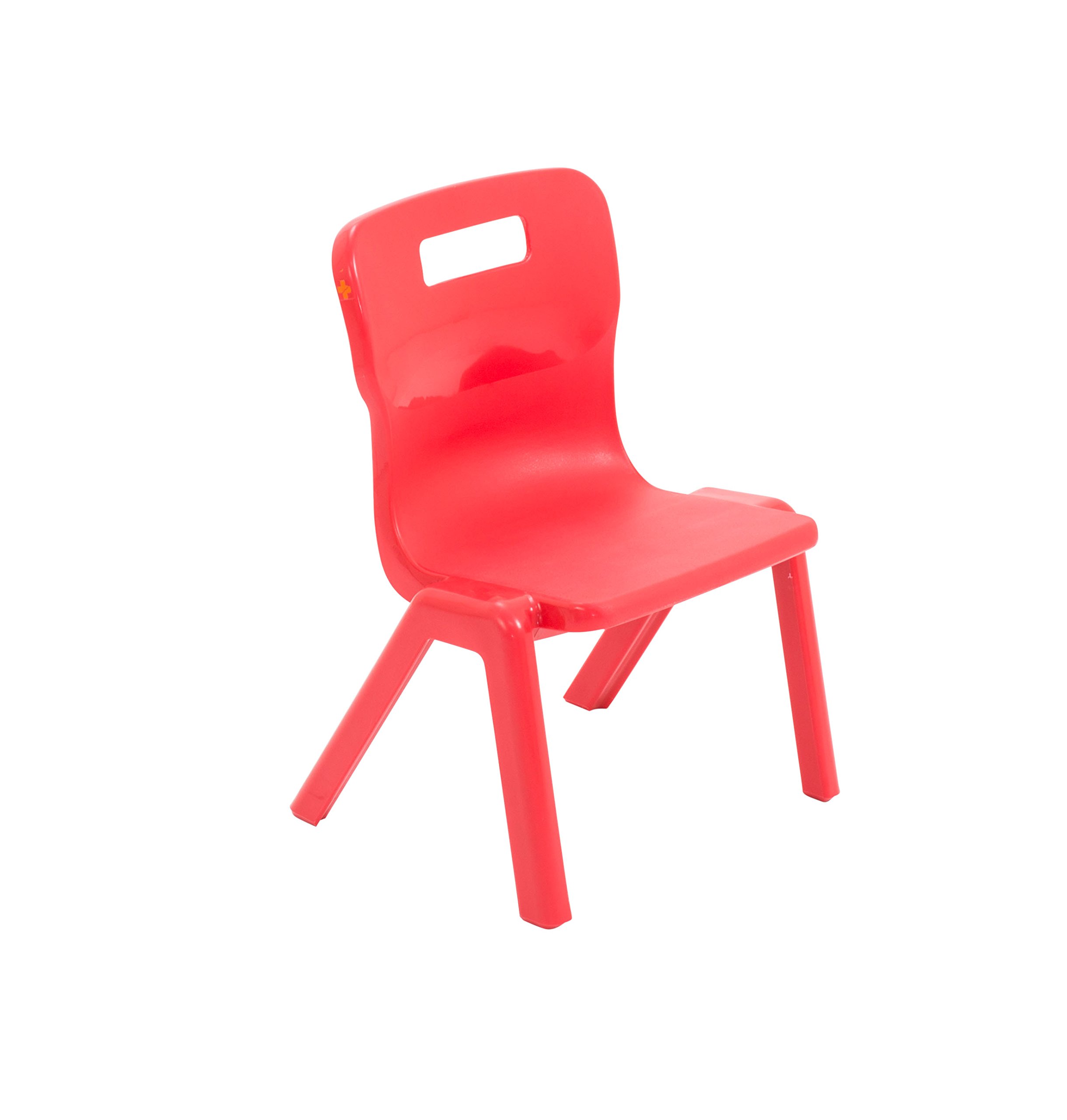 Titan One Piece Classroom Chair, Plastic, Red, Size 1 for Ages 1-2 Years, Pack of 2