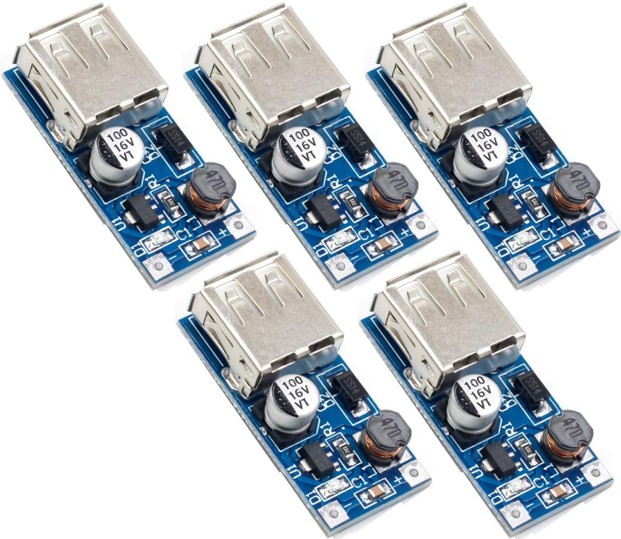 TECNOIOT 5pcs 0.9V-5V DC-DC to 5V USB Voltage Converter Step Up Power Supply Module