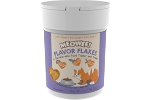 MEOWEE! Flavor Flake Topper & Treat for Cats, 1 Ounce, Cat Food Mixer Made with Real Alaskan Salmon, Herring and Shrimp, Complements Daily Diet